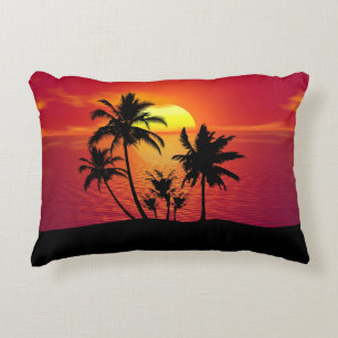 Cojín Decorativo Diseño de silueta de palmeras al atardecer-65143
