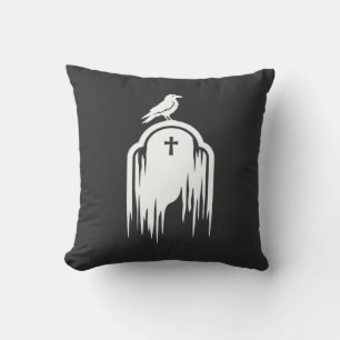 Cojín Decorativo Diseño de silueta de tumba de cuervo de Halloween