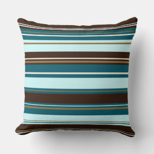 Cojín Decorativo Diseño de Stripey Telas Marrones Crema y Oro
