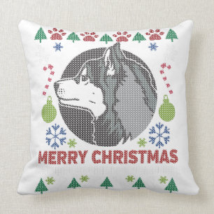 Cojín Decorativo Diseño de sudaderas feas para la navidad siberiana