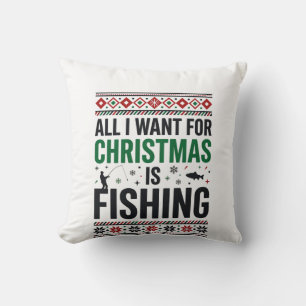 Cojín Decorativo Diseño de suéter feo de pesca de Navidad