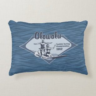 Cojín Decorativo Diseño de surf vintage hawaiano de surf en tándem