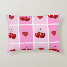 Cojín Decorativo Diseño de tablero de ajedrez con corazón de cereza
