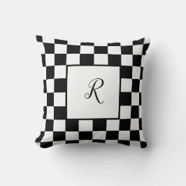 Cojín Decorativo Diseño de tablero de ajedrez en negro y blanco con