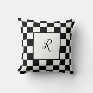 Cojín Decorativo Diseño de tablero de ajedrez en negro y blanco con