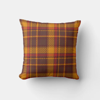 Cojín Decorativo Diseño de Tartán Amarillo Mostaza y Óxido Acogedor