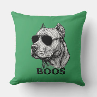 Cojín Decorativo Diseño de tatuaje de Pitbull con gafas de sol en e