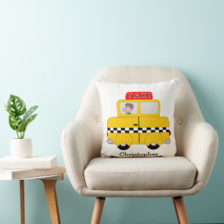 Cojín Decorativo Diseño de Taxi Amarillo Personalizado