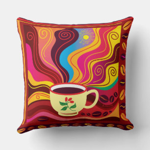 Cojín Decorativo Diseño de Taza de Café con Vapor