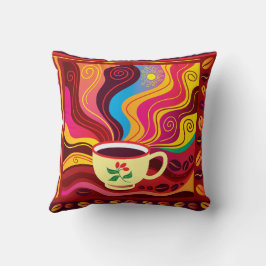 Cojín Decorativo Diseño de Taza de Café con Vapor