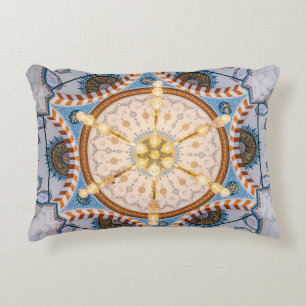 Cojín Decorativo Diseño de techo amarillo, azul y amarillo