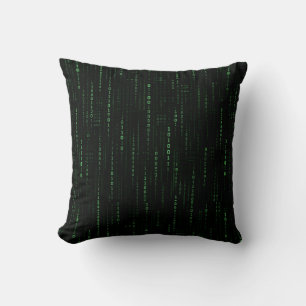 Cojín Decorativo Diseño de tecnología ciberpunk con código binario 