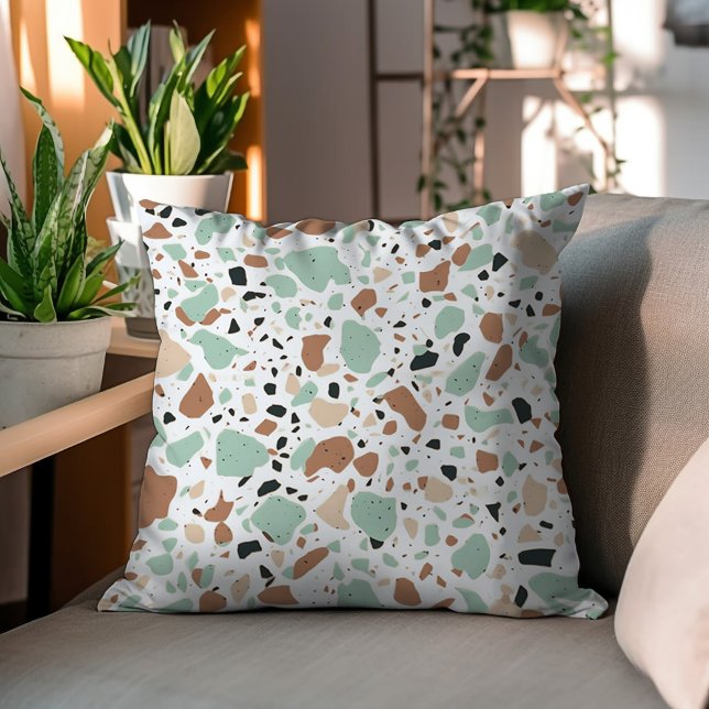 Cojín Decorativo Diseño de Terrazzo Decorativo Verde Y Marrón (Subido por el creador)