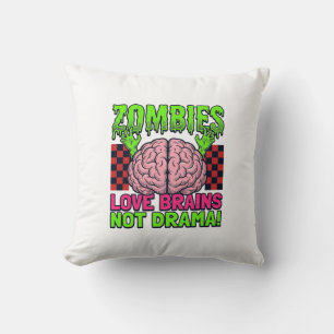 Cojín Decorativo Diseño de terror vintage Cerebros de amor zombie n