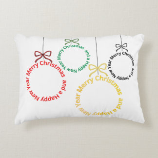 Cojín Decorativo Diseño de Texto de Adornos de Navidad