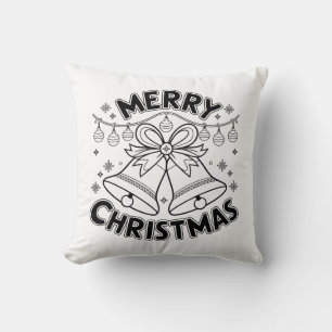 Cojín Decorativo Diseño de texto de Feliz Navidad - Navidad Clásica