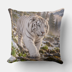 Cojín Decorativo Diseño de Tigre Blanco Arroyo Nevado