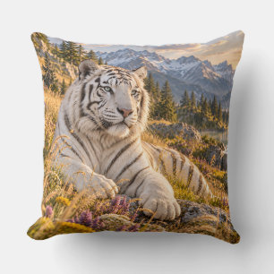 Cojín Decorativo Diseño de tigre blanco de cascada de montaña