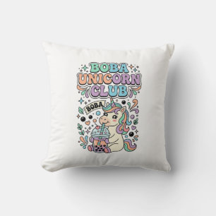 Cojín Decorativo Diseño de tipografía Kawaii Club de Unicornios Bob