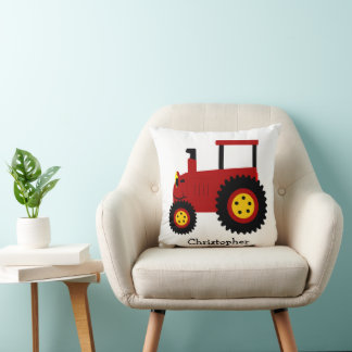 Cojín Decorativo Diseño de Tractor Rojo Personalizado