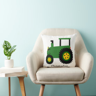 Cojín Decorativo Diseño de Tractor Verde Personalizado
