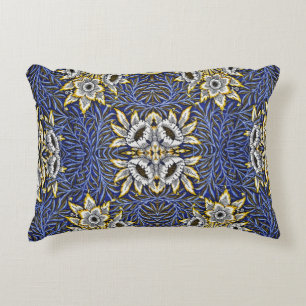 Cojín Decorativo Diseño de Tulipán y Sauce Azul y Dorado de William