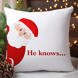 Cojín Decorativo Diseño de Vacaciones de Santa Claus Espiando