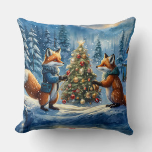 Cojín Decorativo Diseño de vacaciones de zorros rojos por Rich AMeN