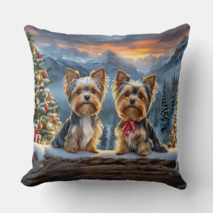 Cojín Decorativo Diseño de vacaciones en Yorkies por Rich AMeN Gill