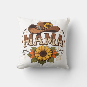 Cojín Decorativo Diseño de vaquera girasol mamá occidental