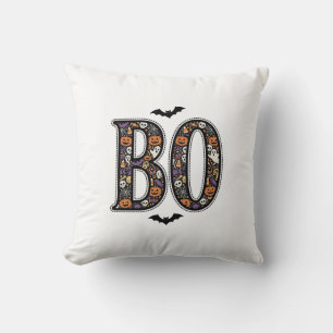 Cojín Decorativo Diseño de vector de doodle Boo de Halloween vintag