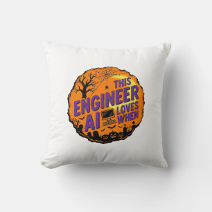 Cojín Decorativo Diseño de vector vintage de ingeniero de Halloween