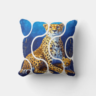 Cojín Decorativo Diseño de vida silvestre de madre y cría de guepar