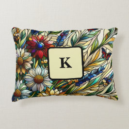 Cojín Decorativo Diseño de vidrio templado flores silvestres y mari