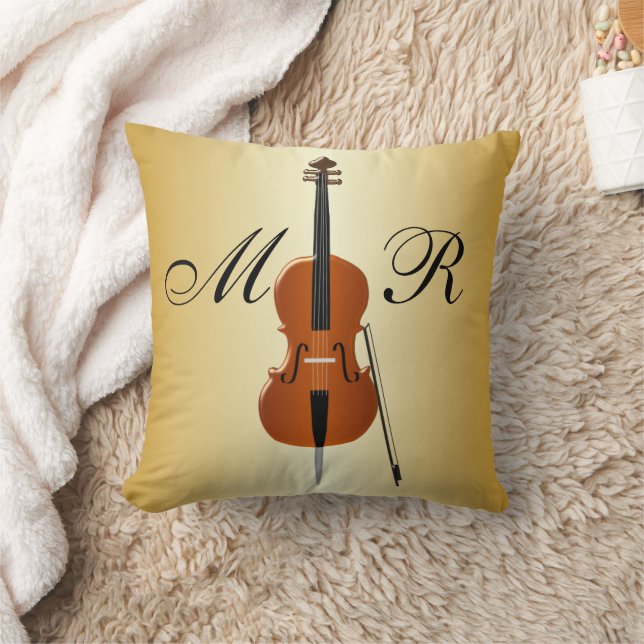 Cojín Decorativo Diseño de violonchelo monogramado (Manta)