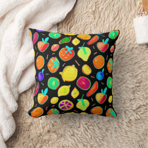 Cojín Decorativo Diseño de Visiones de Neón Fructíferas