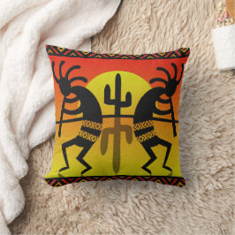 Cojín Decorativo Diseño del Cactus Tribal del Suroeste de Kokopelli