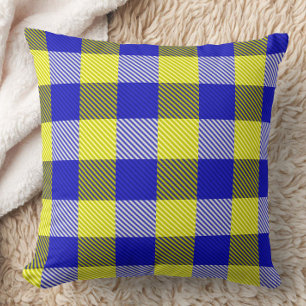 Cojín Decorativo Diseño del cheque de Gingham amarillo azul