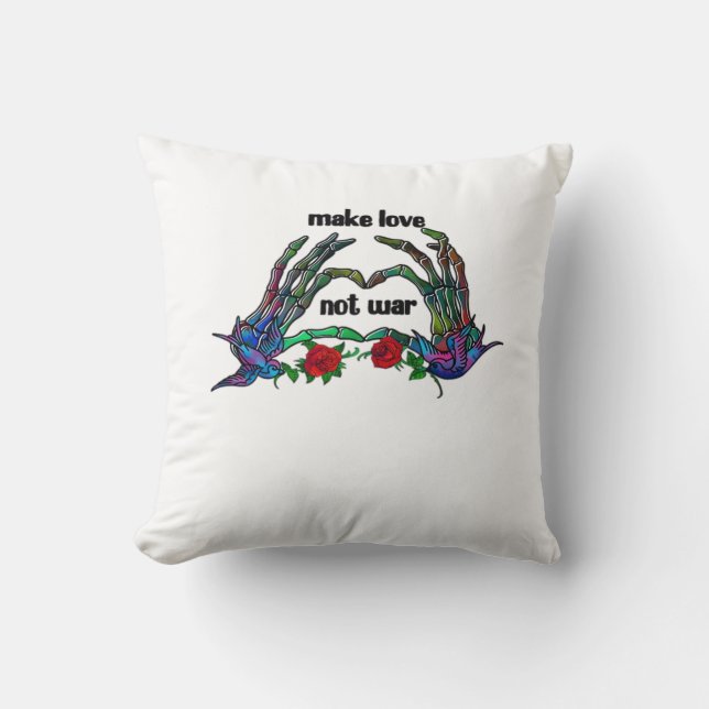 Cojín Decorativo Diseño del corazón de mano de esqueleto (Anverso)