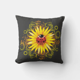 Cojín Decorativo Diseño del girasol de la mariquita