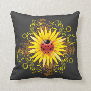 Cojín Decorativo Diseño del girasol de la mariquita