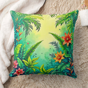 Cojín Decorativo Diseño del paraíso exuberante de la jungla tropica