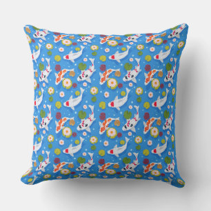 Cojín Decorativo Diseño del patrón de estanques azules de Koi Fish