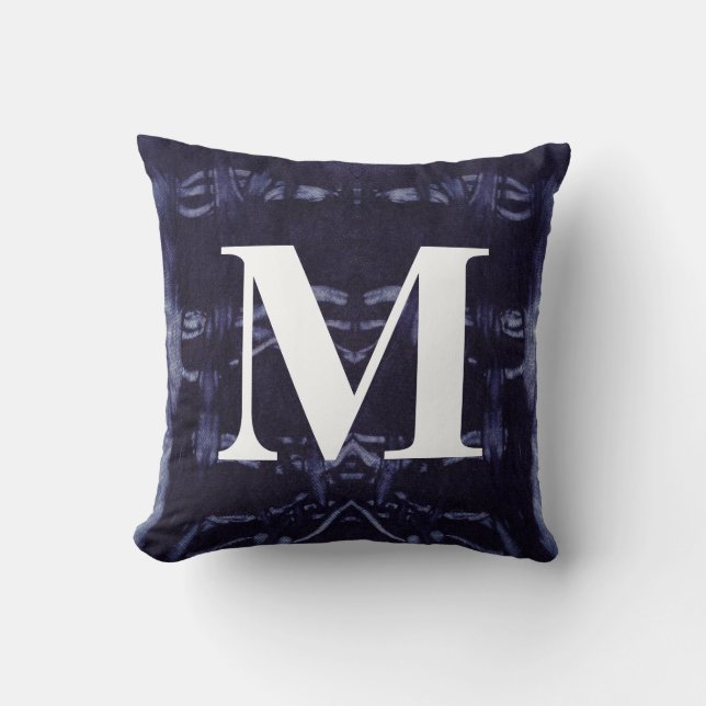 Cojín Decorativo Diseño Denim Lavado #8 con Monograma (Anverso)