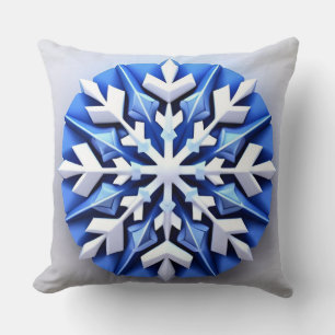 Cojín Decorativo Diseño detallado de copo de nieve blanco
