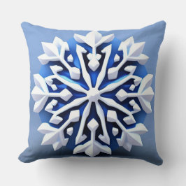 Cojín Decorativo Diseño Detallado de Copo de Nieve Blanco