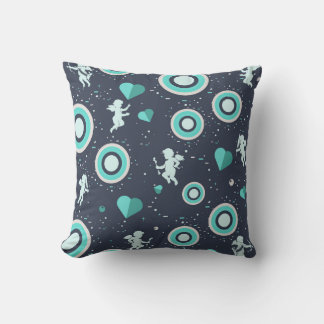 Cojín Decorativo Diseño digital cupido y corazones