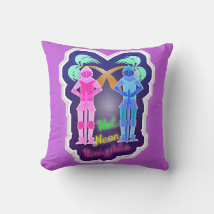 Cojín Decorativo Diseño Divertido de Caballeros de Neón Calientes
