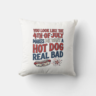 Cojín Decorativo Diseño divertido de camiseta patriótica de hot dog