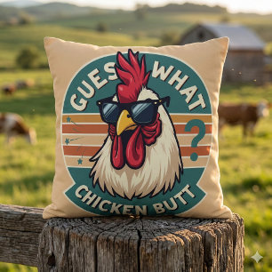 Cojín Decorativo Diseño divertido de chiste de pollo retro